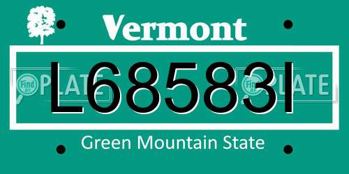 L68583I Vermont License Plate