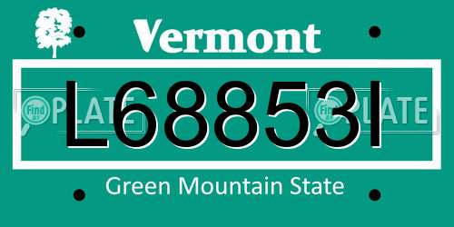 L68853I Vermont License Plate