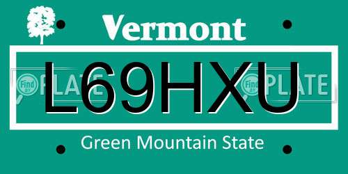 L69HXU Vermont License Plate