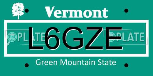 L6GZE Vermont License Plate