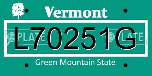 L70251G Vermont License Plate