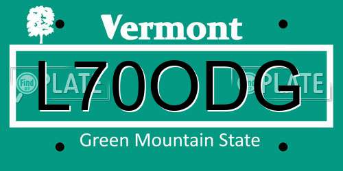 L70ODG Vermont License Plate