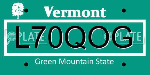 L70QOG Vermont License Plate