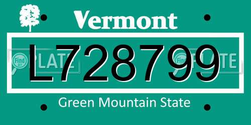 L728799 Vermont License Plate