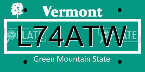 L74ATW Vermont License Plate