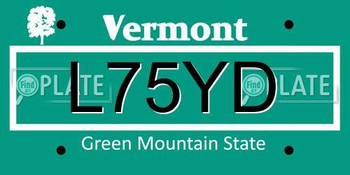 L75YD Vermont License Plate