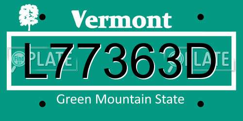 L77363D Vermont License Plate