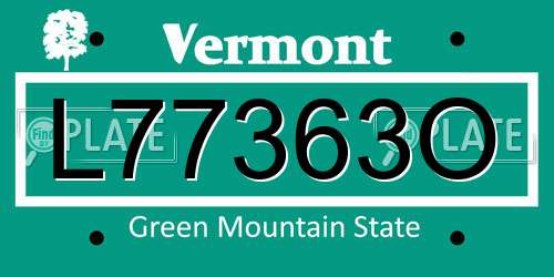 L77363O Vermont License Plate
