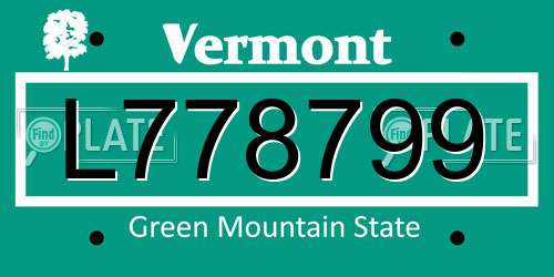 L778799 Vermont License Plate