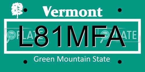 L81MFA Vermont License Plate