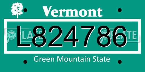 L824786 Vermont License Plate