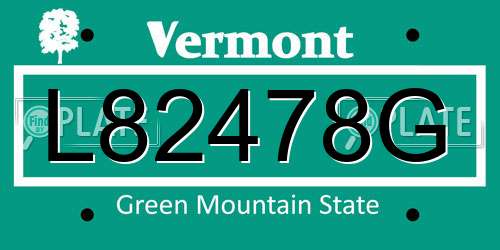 L82478G Vermont License Plate