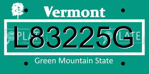 L83225G Vermont License Plate