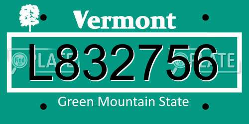 L832756 Vermont License Plate