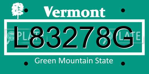 L83278G Vermont License Plate
