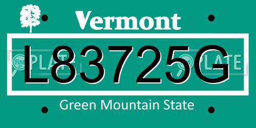 L83725G Vermont License Plate