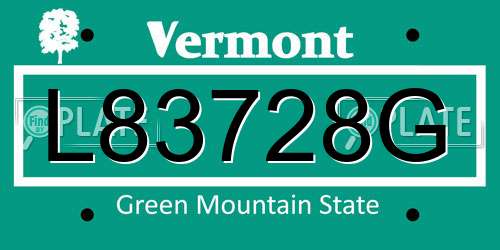 L83728G Vermont License Plate