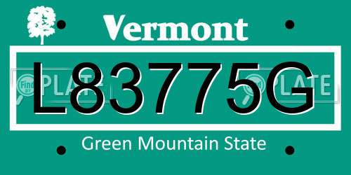 L83775G Vermont License Plate