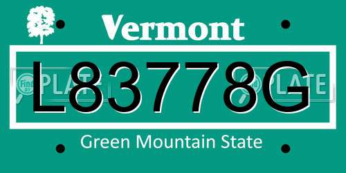 L83778G Vermont License Plate