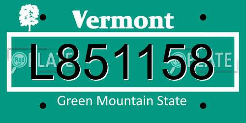 L851158 Vermont License Plate