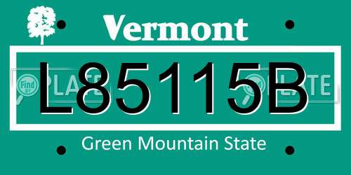 L85115B Vermont License Plate