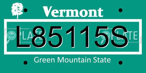 L85115S Vermont License Plate