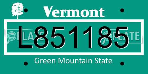 L851185 Vermont License Plate