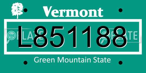 L851188 Vermont License Plate