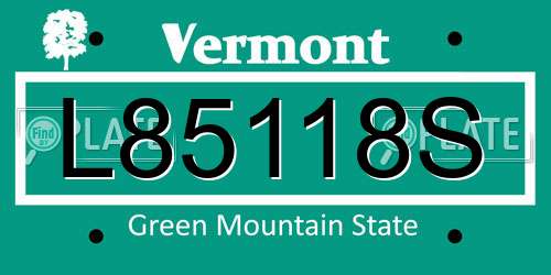 L85118S Vermont License Plate