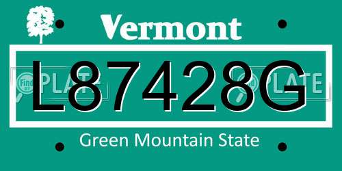 L87428G Vermont License Plate