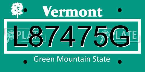 L87475G Vermont License Plate