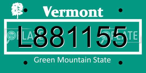 L881155 Vermont License Plate