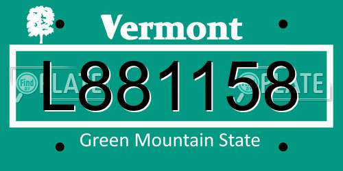 L881158 Vermont License Plate