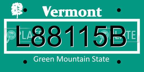 L88115B Vermont License Plate