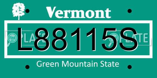 L88115S Vermont License Plate