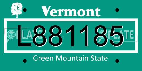 L881185 Vermont License Plate
