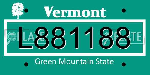 L881188 Vermont License Plate