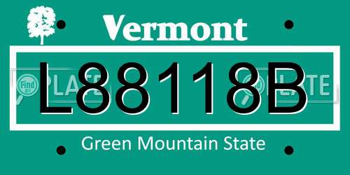L88118B Vermont License Plate