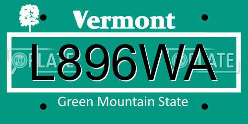 L896WA Vermont License Plate