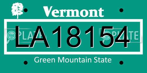 LA18154 Vermont License Plate