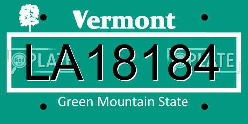 LA18184 Vermont License Plate