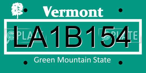 LA1B154 Vermont License Plate