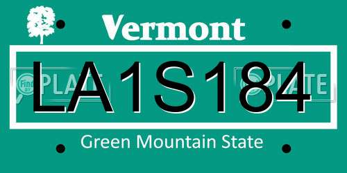LA1S184 Vermont License Plate