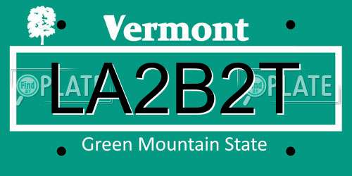 LA2B2T Vermont License Plate