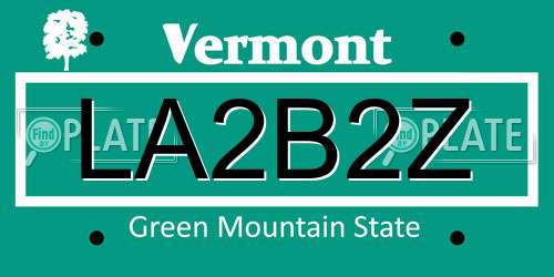 LA2B2Z Vermont License Plate