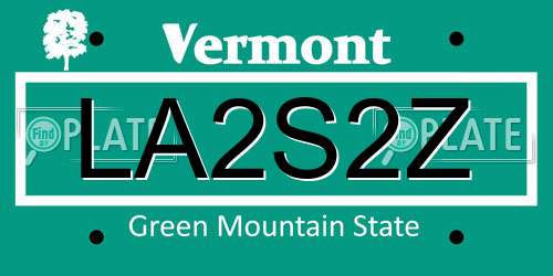 LA2S2Z Vermont License Plate