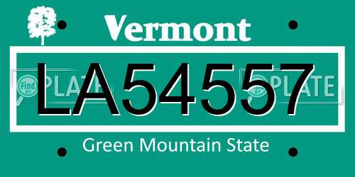 LA54557 Vermont License Plate