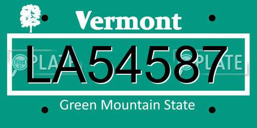 LA54587 Vermont License Plate