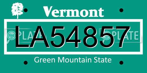 LA54857 Vermont License Plate