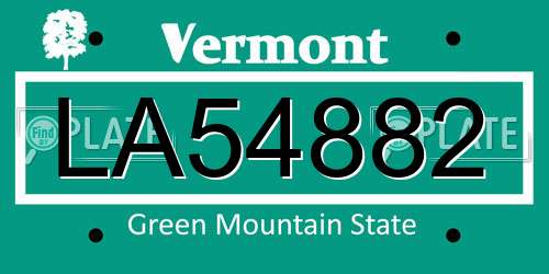 LA54882 Vermont License Plate